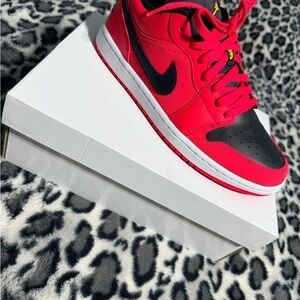Nike Red and Black Athletic Shoes Jordan 1 lows … unisex women’s 12 men’s 10.5